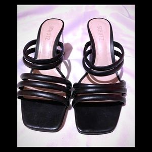 Schutz black slip on lucite heel kaliana heel 9b